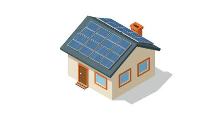 Sustainable home design featuring solar panel roof in isometric style