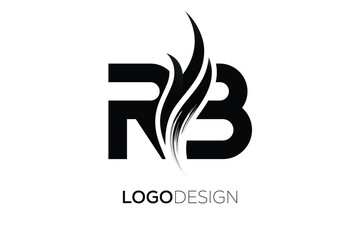 RB Creative Monogram Logo Design – Modern Abstract Letter Mark with Artistic Brush Stroke