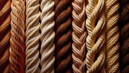 various natural ropes of different thicknesses realistic 3d render