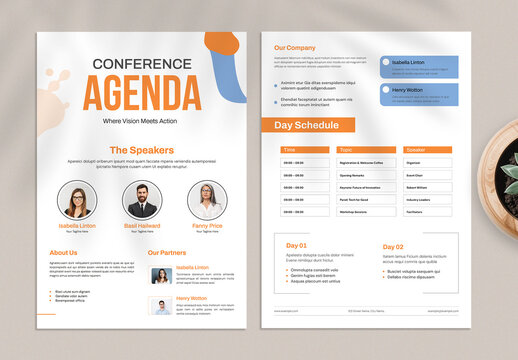 Modern Corporate Business Conference Agenda Template Layout