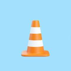 Orange Traffic Cone on Blue Background