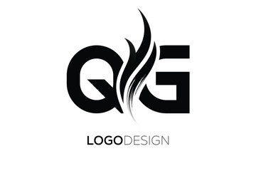 QG Creative Monogram Logo Design – Modern Abstract Letter Mark with Artistic Brush Stroke
