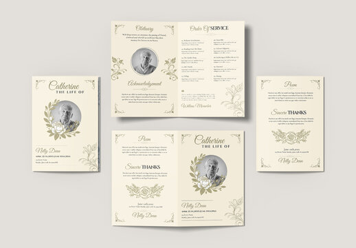 Elegant Funeral Obituary Program Brochure Template