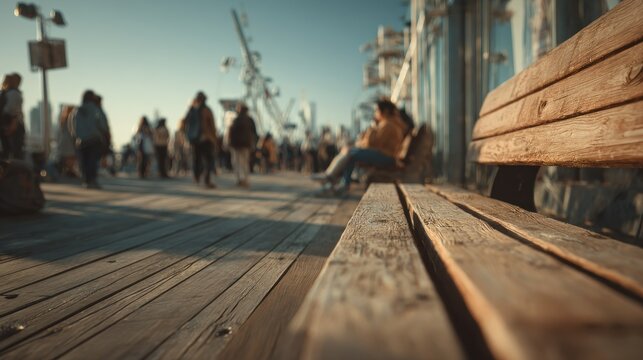 Relaxation on the boardwalk, a day at the seaside pier of amusement