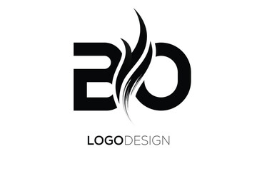 BO Creative Monogram Logo Design – Modern Abstract Letter Mark with Artistic Brush Stroke