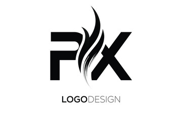 PX Creative Monogram Logo Design – Modern Abstract Letter Mark with Artistic Brush Stroke