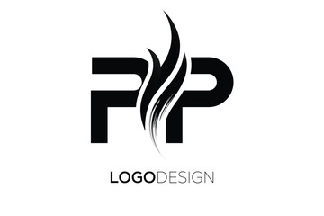 PP Creative Monogram Logo Design – Modern Abstract Letter Mark with Artistic Brush Stroke