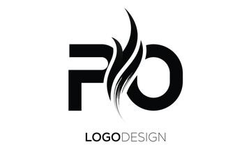 PO Creative Monogram Logo Design – Modern Abstract Letter Mark with Artistic Brush Stroke
