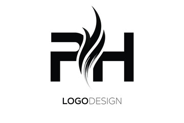 PH Creative Monogram Logo Design – Modern Abstract Letter Mark with Artistic Brush Stroke