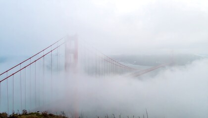 Golden Gate Bridge shrouded in fog