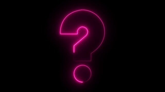 Question mark icon. problem sign. neon question mark icon animation on black background
