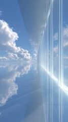 Obraz premium Abstract Glass Architecture Aesthetic Background: Sunlight Reflections on Water with Futuristic Framing for Modern Design 