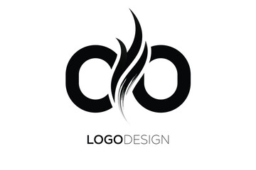 OO Creative Monogram Logo Design – Modern Abstract Letter Mark with Artistic Brush Stroke
