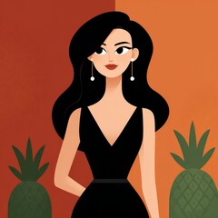 Colorful tropical art poster featuring women in vibrant style beach setting vivid popstyle illustration