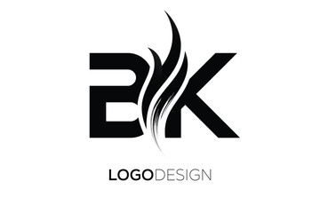 BK Creative Monogram Logo Design – Modern Abstract Letter Mark with Artistic Brush Stroke
