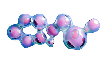 Bright, colorful bubbles with a blend of pink and blue hues float in a smooth, abstract arrangement. This artwork showcases creativity and imagination in a playful, fluid design. 3d render © angel_nt