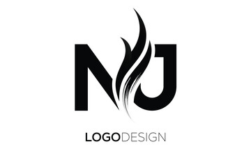 Obraz premium NJ Creative Monogram Logo Design – Modern Abstract Letter Mark with Artistic Brush Stroke