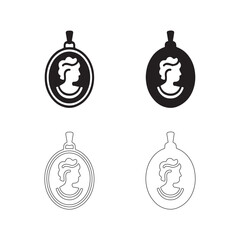 Cameo Pendant Solid Accessory Icons Collection