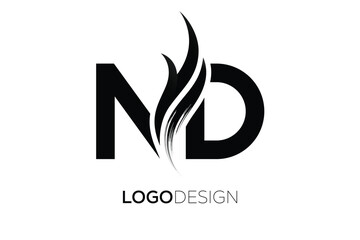 ND Creative Monogram Logo Design – Modern Abstract Letter Mark with Artistic Brush Stroke