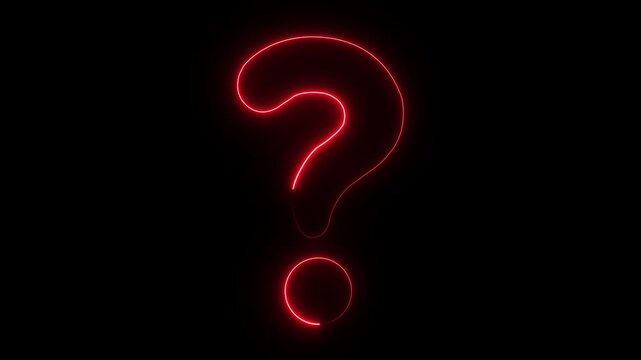 Neon glowing question mark icon animation isolated on a black background. Question mark icon, problem sign