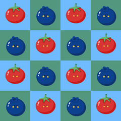 tomato & blueberry seamless background
