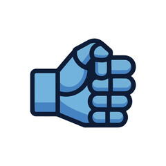 Blue Robotic Fist Power and Strength Icon