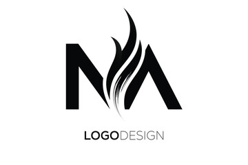 NA Creative Monogram Logo Design – Modern Abstract Letter Mark with Artistic Brush Stroke