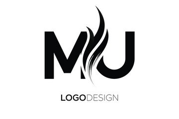 MU Creative Monogram Logo Design – Modern Abstract Letter Mark with Artistic Brush Stroke