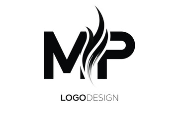 Obraz premium MP Creative Monogram Logo Design – Modern Abstract Letter Mark with Artistic Brush Stroke