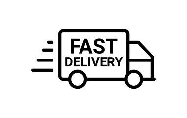 Fast delivery truck icon representing quick shipping, courier, and logistics service, suitable for e-commerce, retail, express transport, and online business design projects