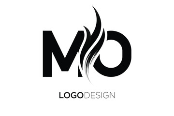 MO Creative Monogram Logo Design – Modern Abstract Letter Mark with Artistic Brush Stroke