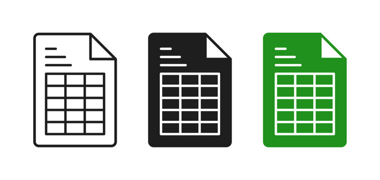 Spreadsheet document icon representing data, finance, and analytics, suitable for business reports, accounting, office work, database management, and financial planning projects