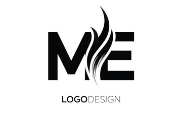 ME Creative Monogram Logo Design – Modern Abstract Letter Mark with Artistic Brush Stroke
