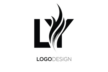 LY Creative Monogram Logo Design – Modern Abstract Letter Mark with Artistic Brush Stroke