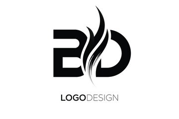 BD Creative Monogram Logo Design – Modern Abstract Letter Mark with Artistic Brush Stroke