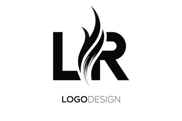LR Creative Monogram Logo Design – Modern Abstract Letter Mark with Artistic Brush Stroke