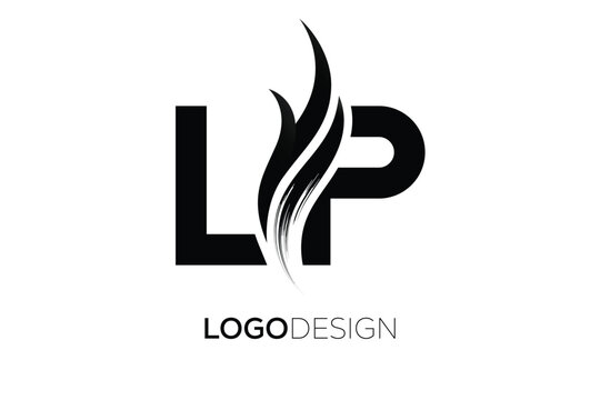 LP Creative Monogram Logo Design &ndash; Modern Abstract Letter Mark with Artistic Brush Stroke