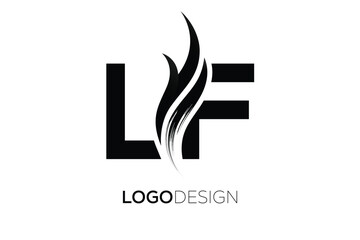 LF Creative Monogram Logo Design – Modern Abstract Letter Mark with Artistic Brush Stroke