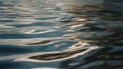Calm water surface with gentle ripples and light reflections.