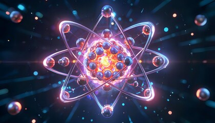 atom on the black background