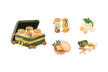 Assorted Sweets in Olive Green Gift Box Pixel Art Style