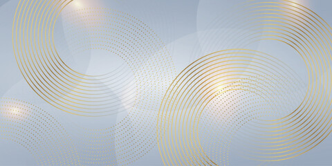 Fototapeta premium Abstract gray and white gradient background with circular moving gold lines. Luxurious and elegant gold background concept. Vector illustration. VOL. 2