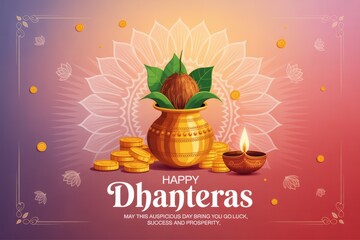 Gold Pot Dhanteras Celebration Background