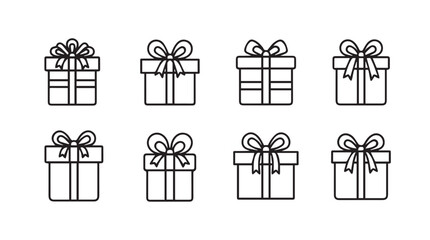 Collection of hand drawn gift boxes with ribbons festive celebration presents doodle art elements vector