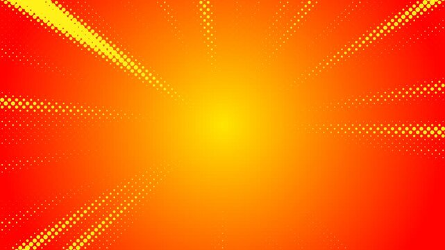 Orange light yellow animated pop art halftone pattern. Half tone pop art comic background. 