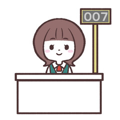 受け付け窓口の女性イラスト