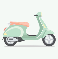 Obraz premium Retro mint green scooter silhouette on a light background