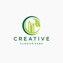 City leaf logo, green garden symbol, garden icon and isolated ecology concept design