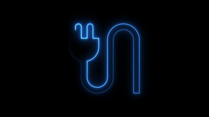 Glowing blue neon electric plug and cable illustration against a stark black background © Adobe Stock profile.