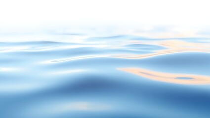 Calming ripples on the clear blue water surface with soft light